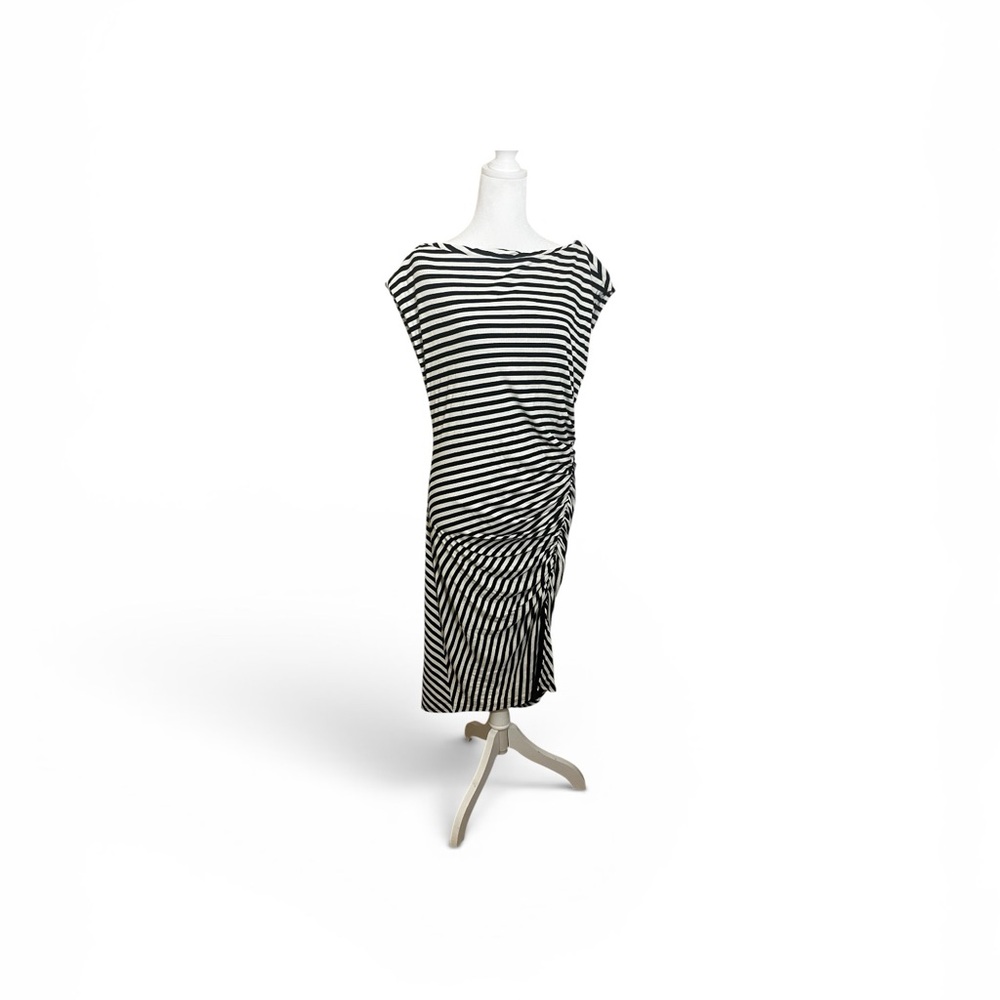 torrid Black & White Striped Ruched Midi Dress